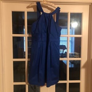 Cobalt blue high neck dress with pockets!
